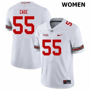 Women's Ohio State Buckeyes #55 Jerron Cage White Nike NCAA College Football Jersey Top Deals NRD4544DH